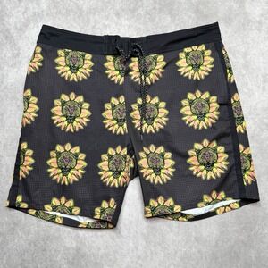 Lost Swim Trunks Mens 40 Black Floral Jaguar Animal Print Board Shorts Surf